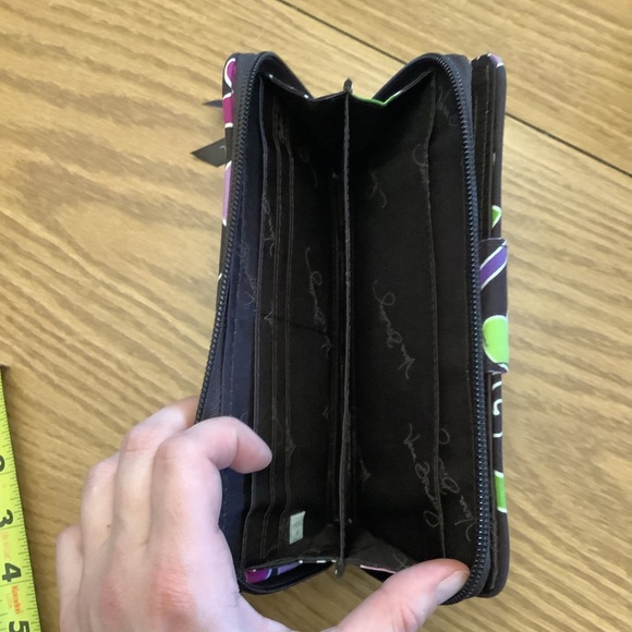 Vera Bradley Deep Purple w/ Lime green accents Wallet - Picture 4 of 4